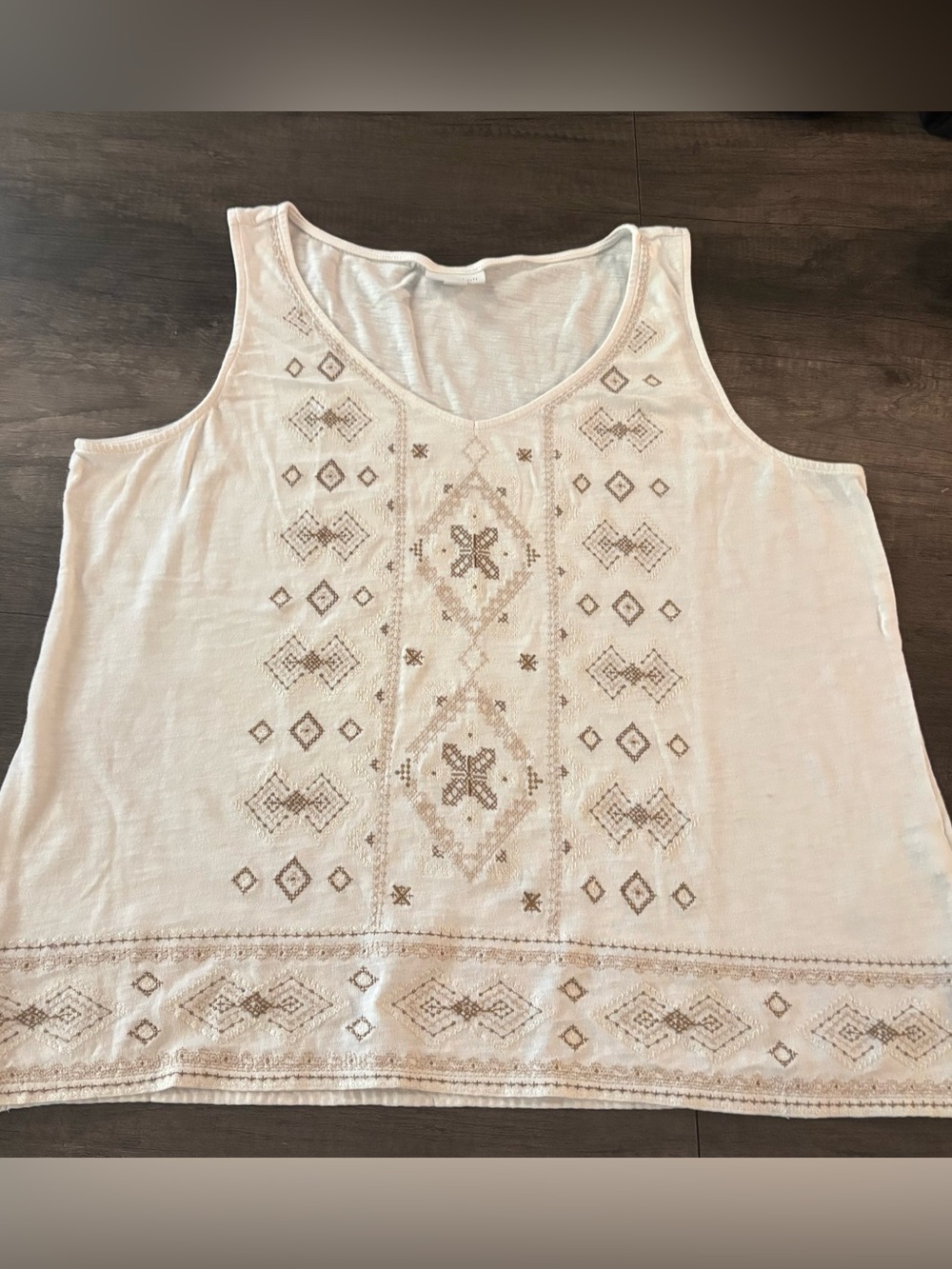 J. Jill Cream Embroidered Sleeveless Tank Top Petite M
